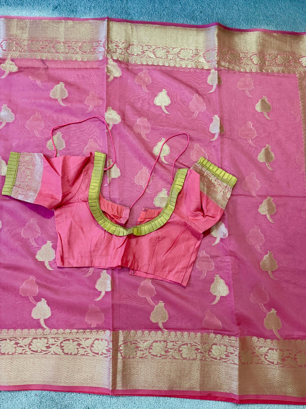 Banarsi fancy beautiful kora organza double zari silk saree very soft ant flowy ready to wear designer blouse fits 32-46  eye cooling shades