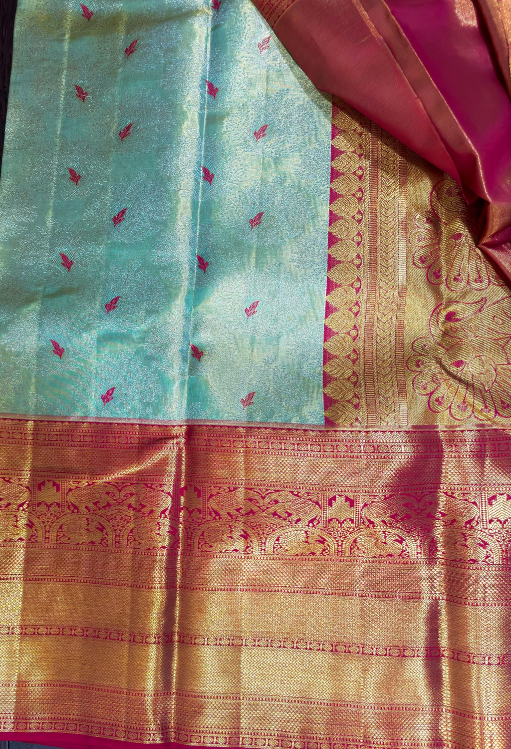 Beautiful pestal pestal shade Bridal  2 gram gold pure handloom  Silk Kanjeevarm/Kanchipattu Saree ready to dispatch silk mark certified