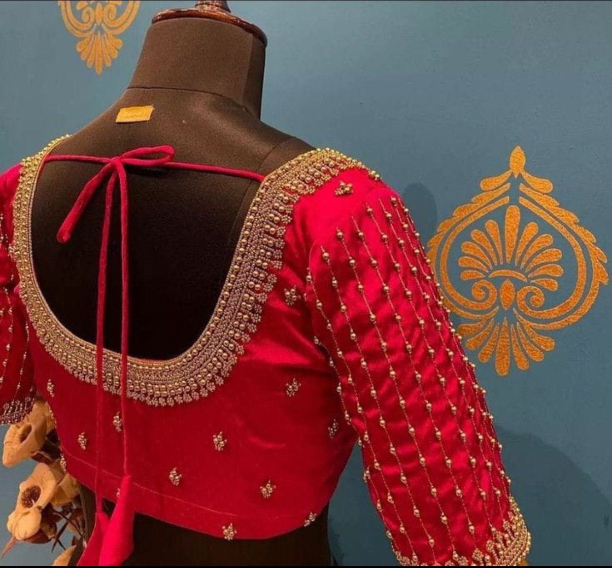 Gold Jardosi work Blouse ready to wear