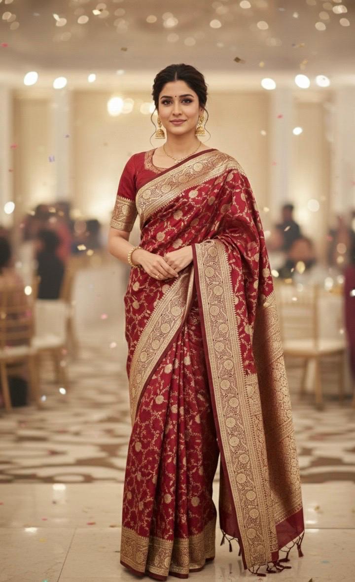 Banarsi handloom Kattan by Kattan pure silk wedding/Reception saree