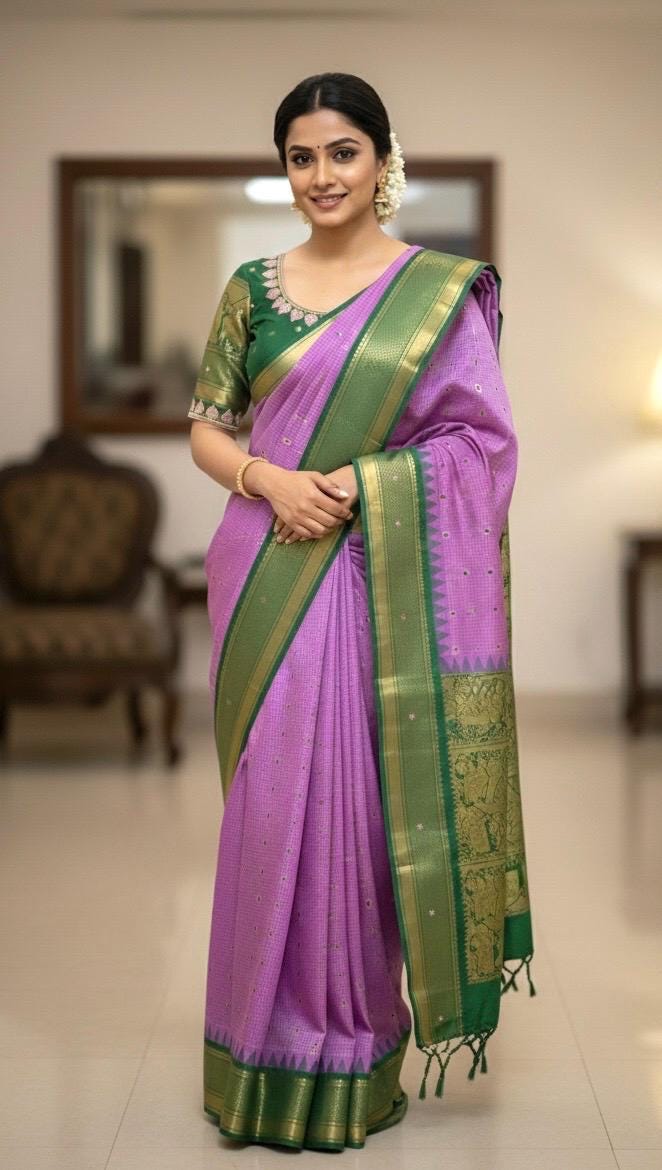 Gadwal Handloom pure silk sarees in rare colors and ready to wear blouse with embroidered blouse fits up to 32 -46 saree is ready fall pico