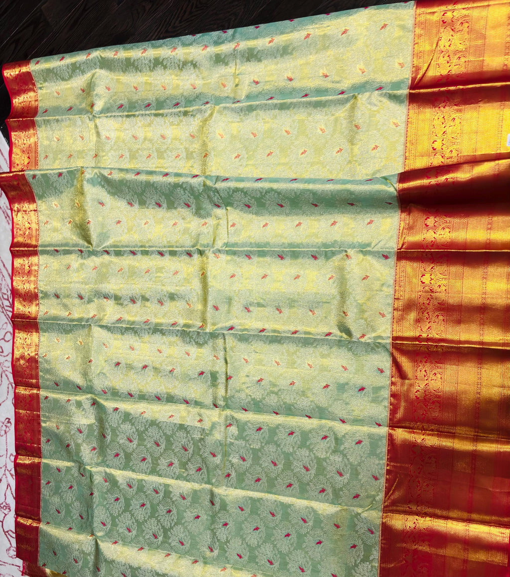 Beautiful pestal pestal shade Bridal  2 gram gold pure handloom  Silk Kanjeevarm/Kanchipattu Saree ready to dispatch silk mark certified