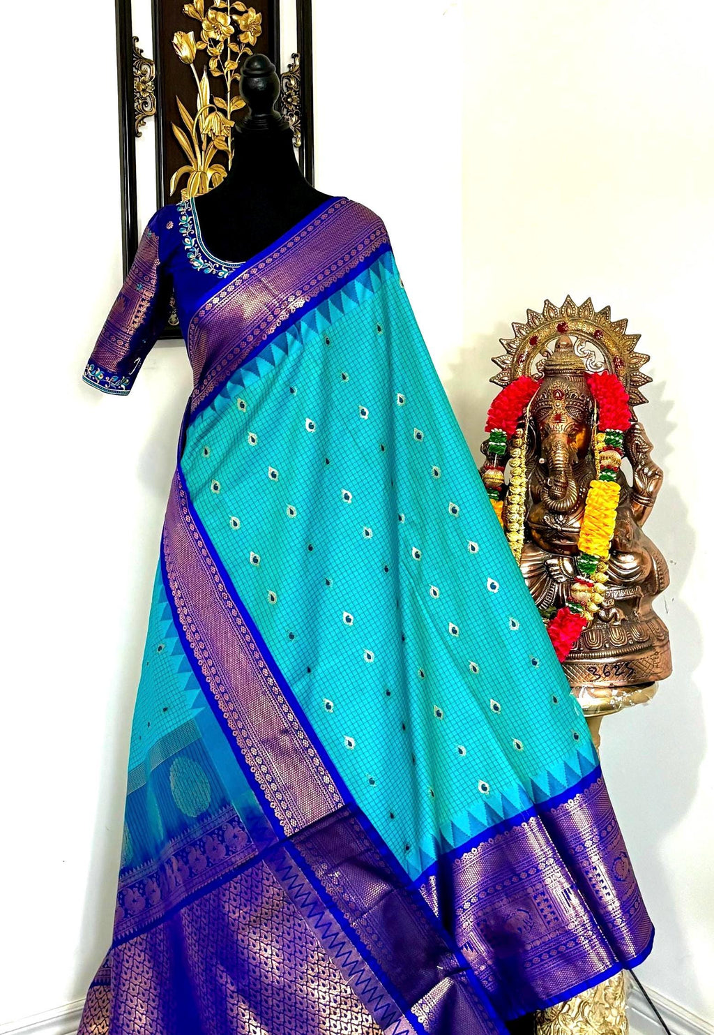 Gadwal Handloom pure silk sarees in rare colors and ready to wear blouse with embroidered blouse fits up to 32 -46 saree is ready fall pico