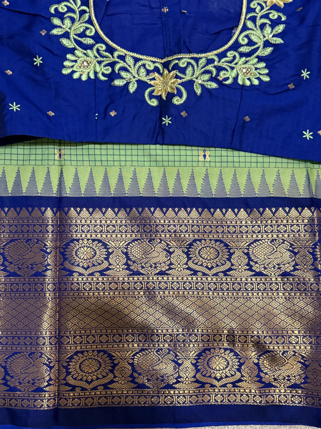 Gadwal Handloom pure silk sarees in rare colors and ready to wear blouse with embroidered blouse fits up to 32 -46 saree is ready fall pico