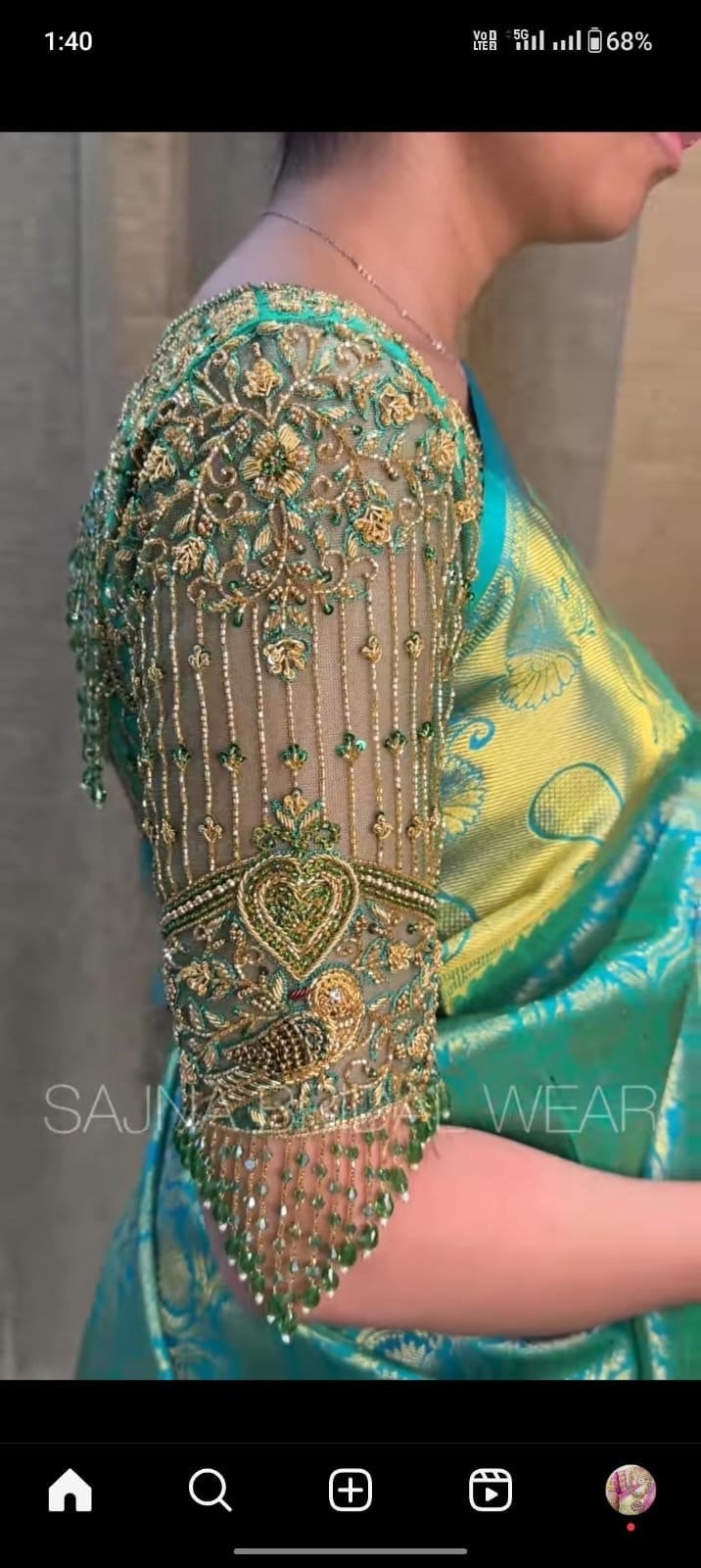 Stone studded Gold Work kardana n zardosi net hands  work Blouse ready to wear