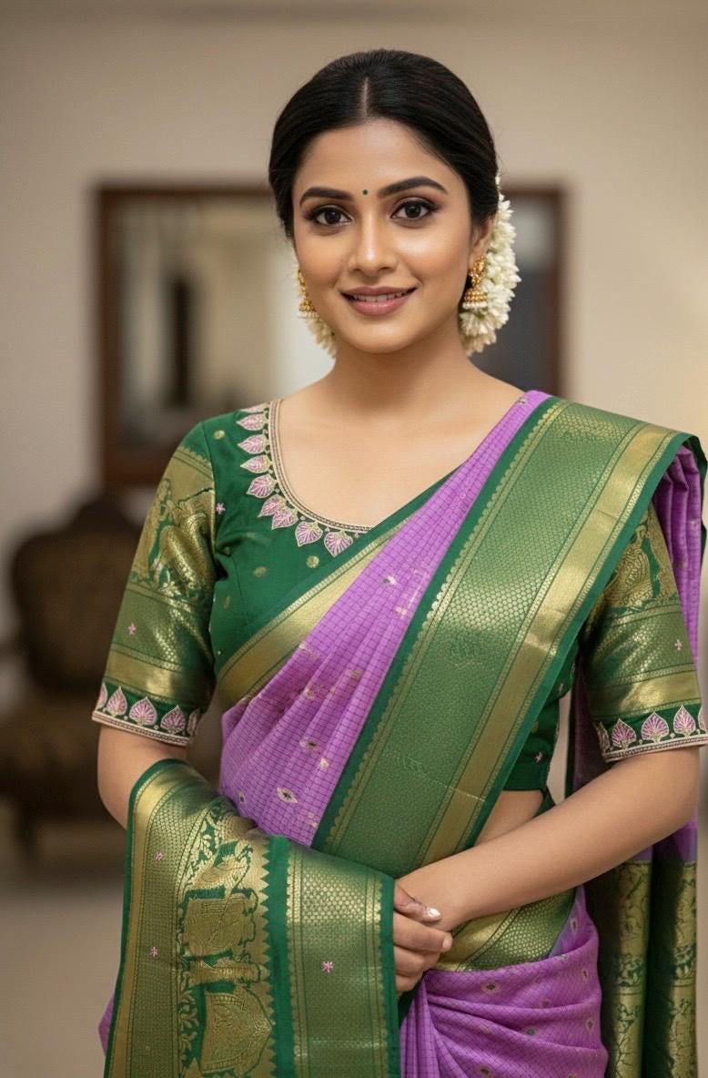 Gadwal Handloom pure silk sarees in rare colors and ready to wear blouse with embroidered blouse fits up to 32 -46 saree is ready fall pico