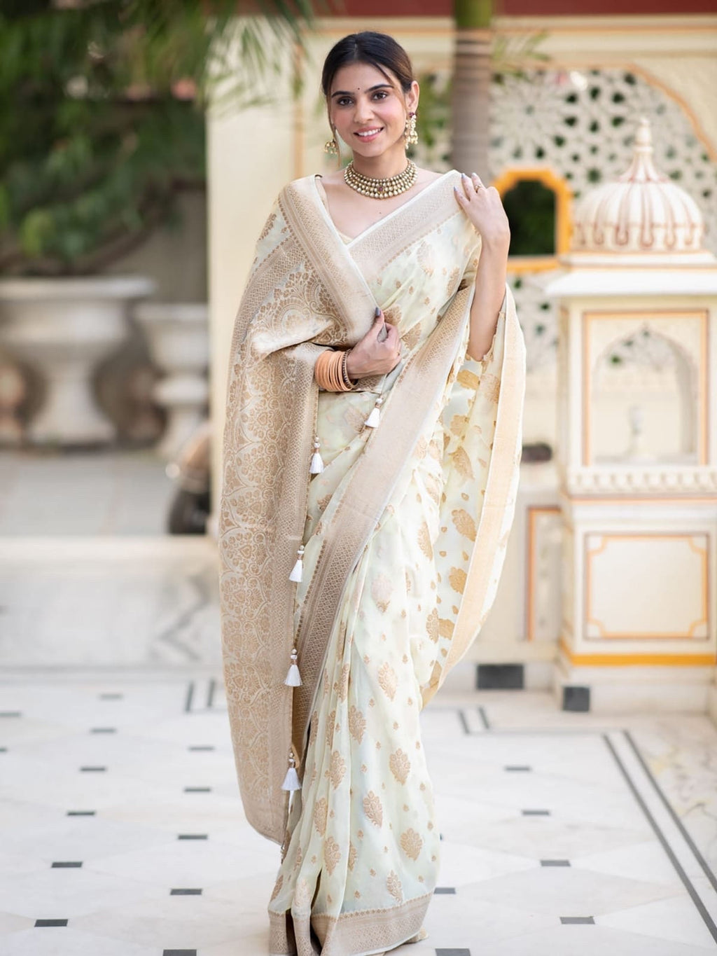 Banarasi handloom khadi georgette silk saree all over beautiful water zari weaving work any color possible