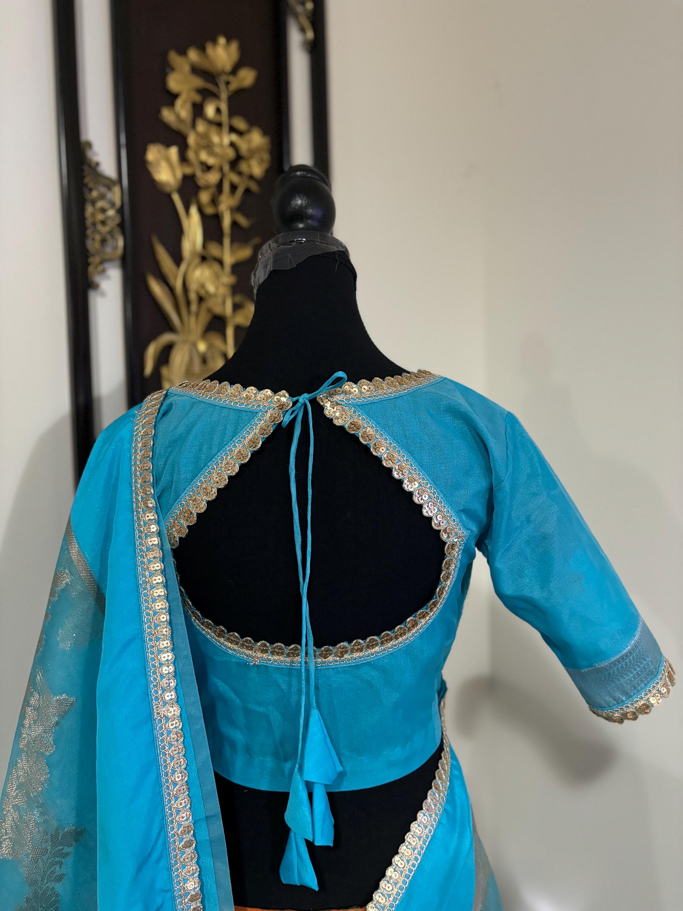 Banarsi fancy beautiful kora organza double zari silk saree very soft ant flowy ready to wear designer blouse fits 32-46  eye cooling shades