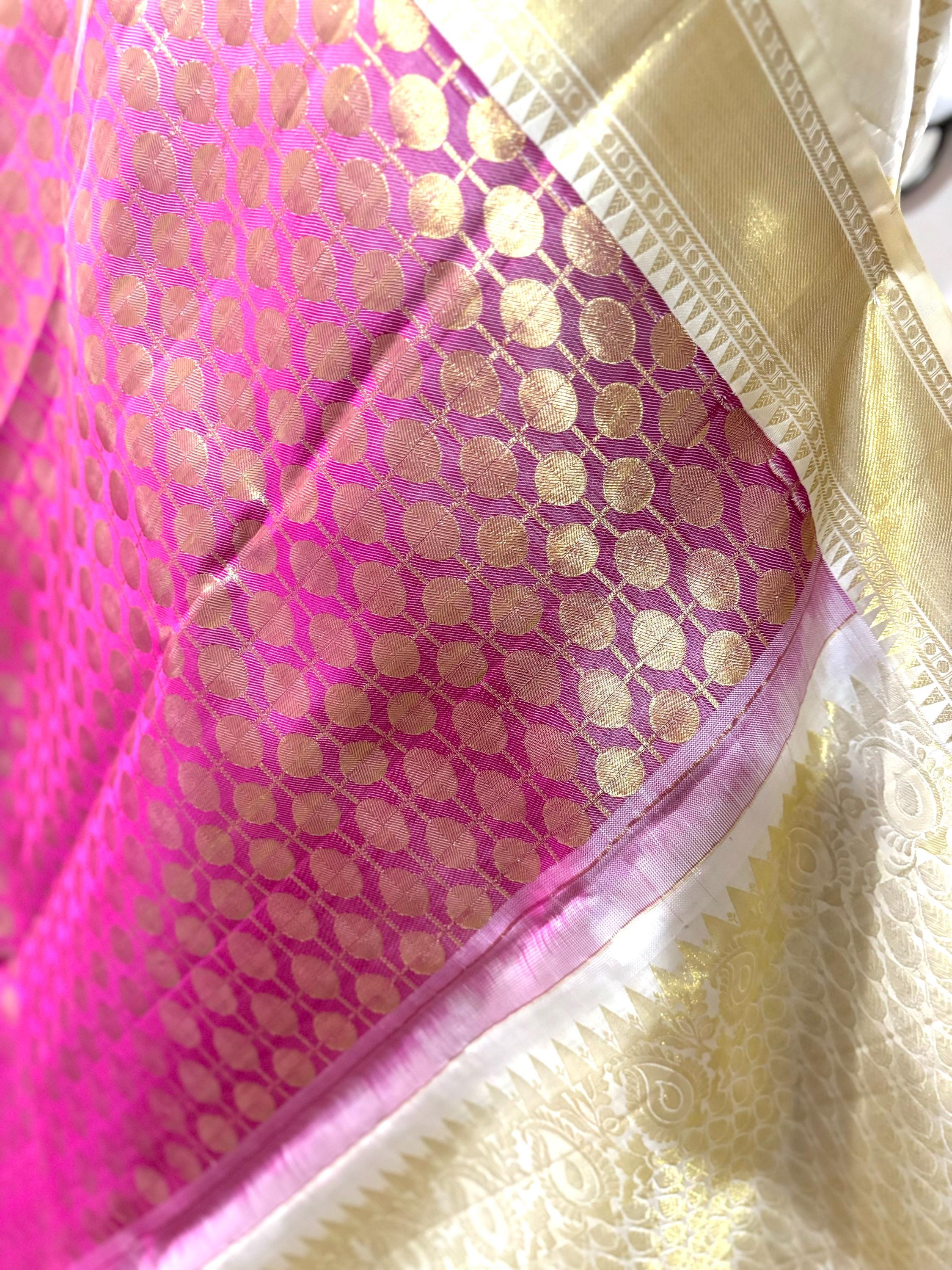 Beautiful pestal pestal shade Bridal  2 gram gold pure handloom  Silk Kanjeevarm/Kanchipattu Saree ready to dispatch silk mark certified