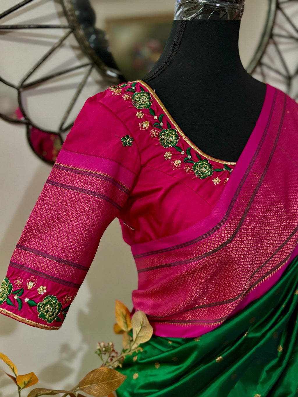 Beautiful pythani pure silk saree with   ready to wear beautiful  work blouse fits up to 32 to 46  purple  color, saree is ready to wear