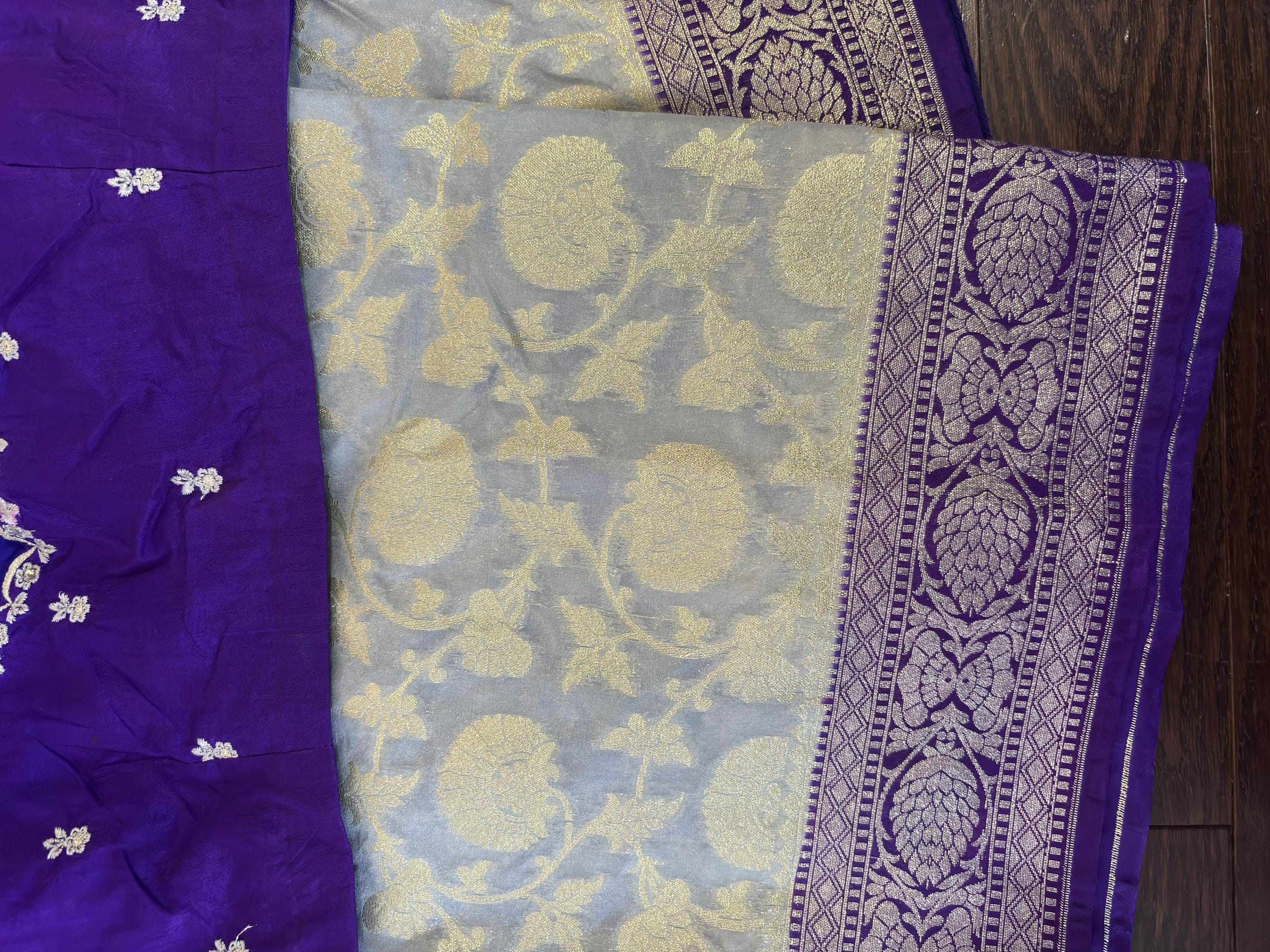 Beautiful banarasi silk saree paired up with beautiful embroidery blouse fits to 32 to 46 in beautiful rare colors all over jaal. Cocktails