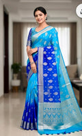 Banarasi dual shade handloom khadi georgette silk saree all over beautiful water zari weaving beautiful combinations, any color possible