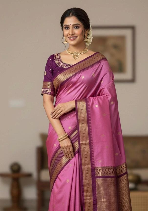 Gadwal Handloom pure silk sarees in rare colors and ready to wear blouse with embroidered blouse fits up to 32 -46 saree is ready fall pico