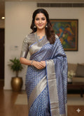 Beautiful party wear cocktail pure silk  banarasi crush tissue  saree paired up with pretty designer Blouse fits 32-46