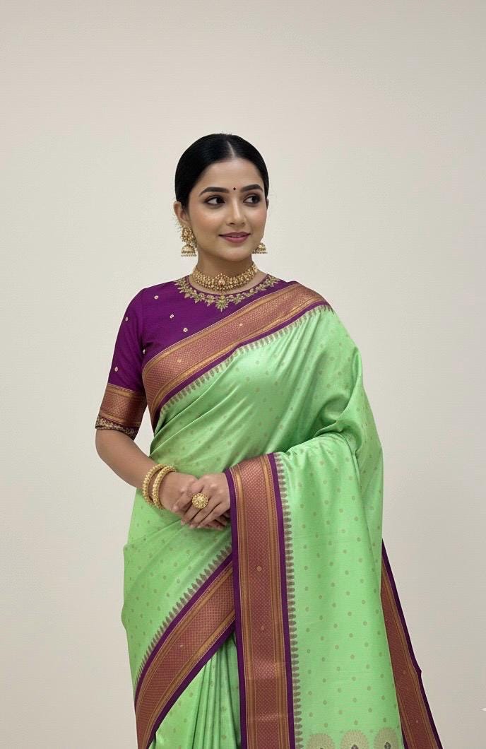 Gadwal Handloom pure silk sarees in rare colors and ready to wear blouse with embroidered blouse fits up to 32 -46 saree is ready fall pico