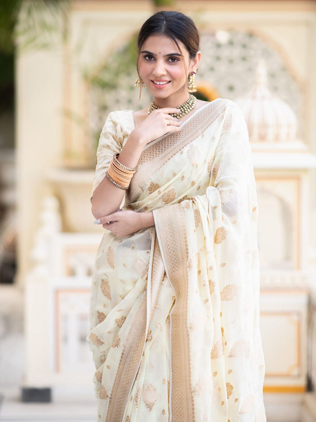 Banarasi handloom khadi georgette silk saree all over beautiful water zari weaving work any color possible