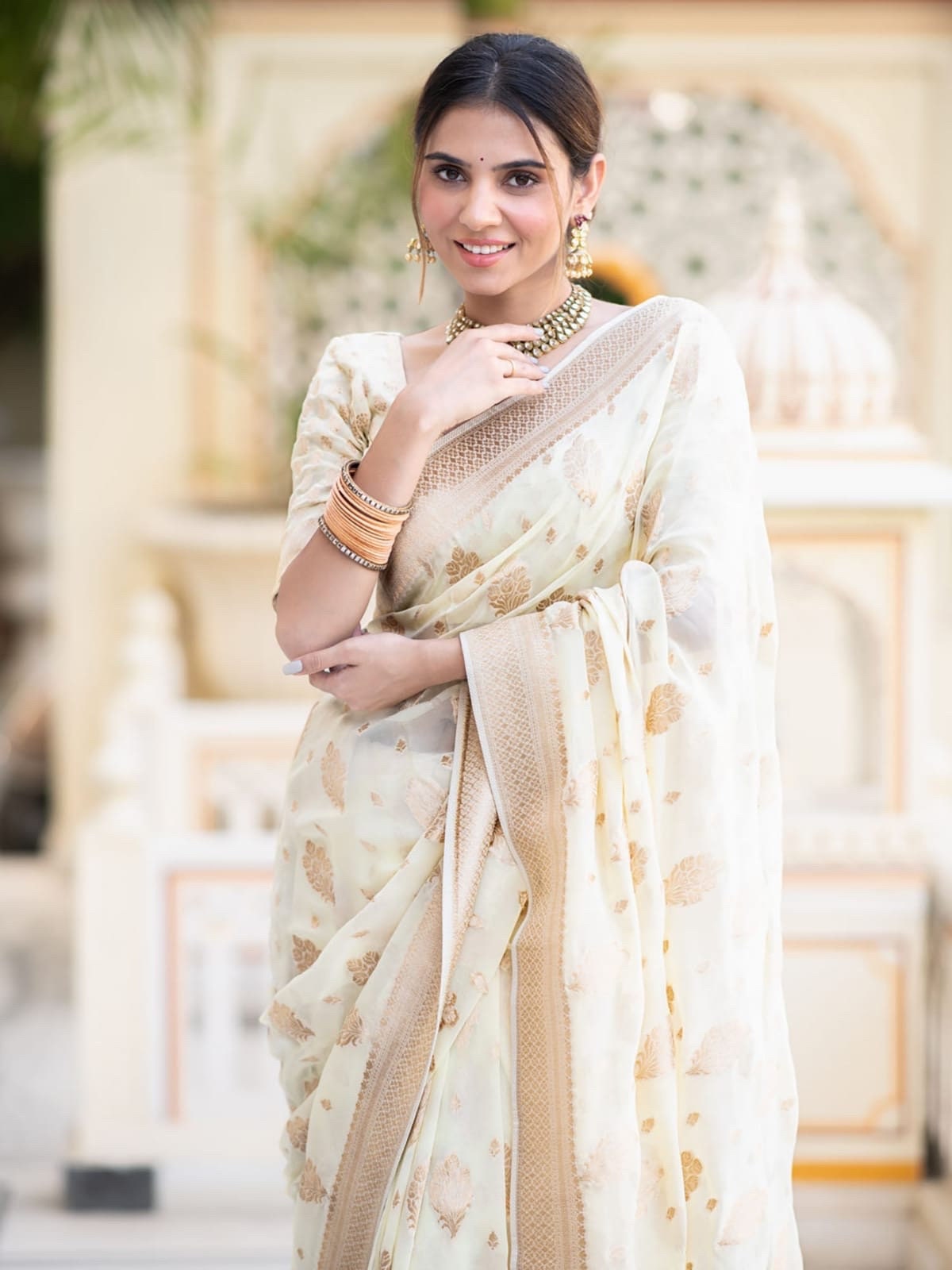Banarasi handloom khadi georgette silk saree all over beautiful water zari weaving work any color possible