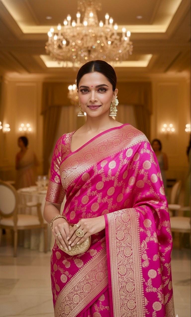 Royal Banarasi Silk Saree in Magenta Pink Ready-to-Wear Premium Edition ready to wear Blouse 34 to 46 size