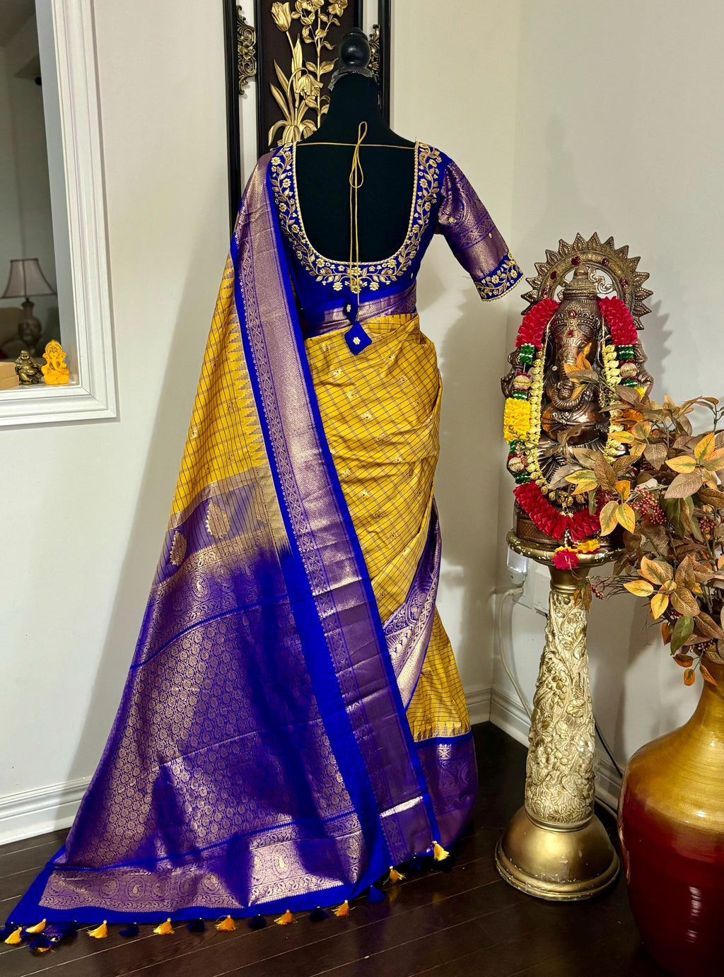 Gadwal Handloom pure silk sarees in rare colors and ready to wear blouse with embroidered blouse fits up to 32 -46 saree is ready fall pico