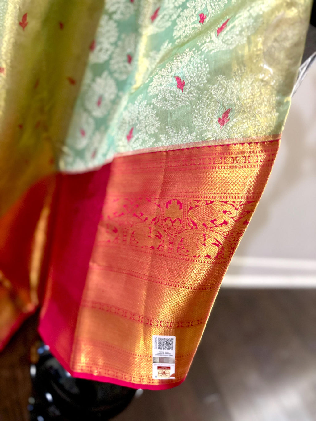 Beautiful pestal pestal shade Bridal  2 gram gold pure handloom  Silk Kanjeevarm/Kanchipattu Saree ready to dispatch silk mark certified