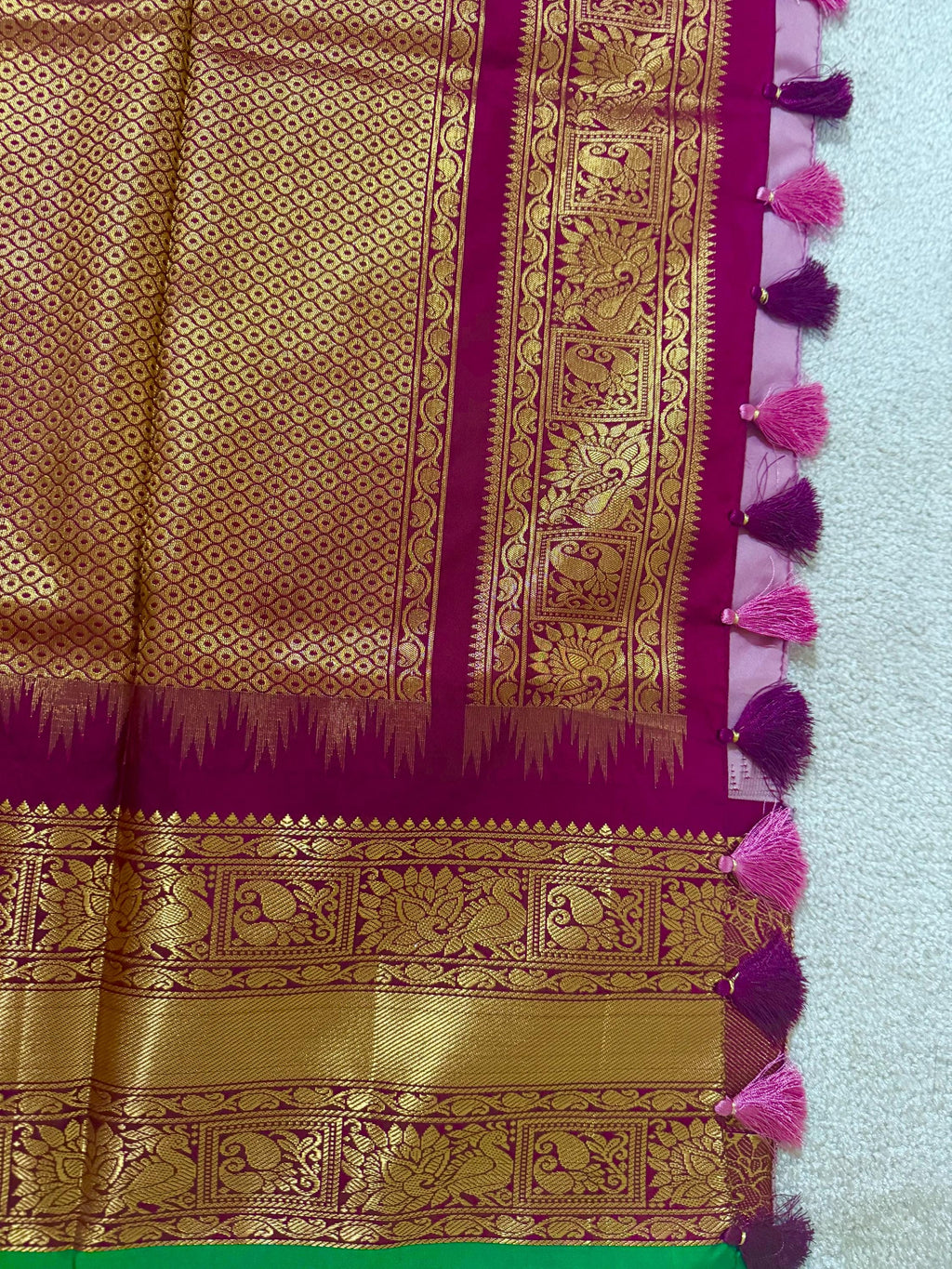 Gadwal Handloom pure silk sarees in rare colors and ready to wear blouse with embroidered blouse fits up to 32 -46 saree is ready fall pico