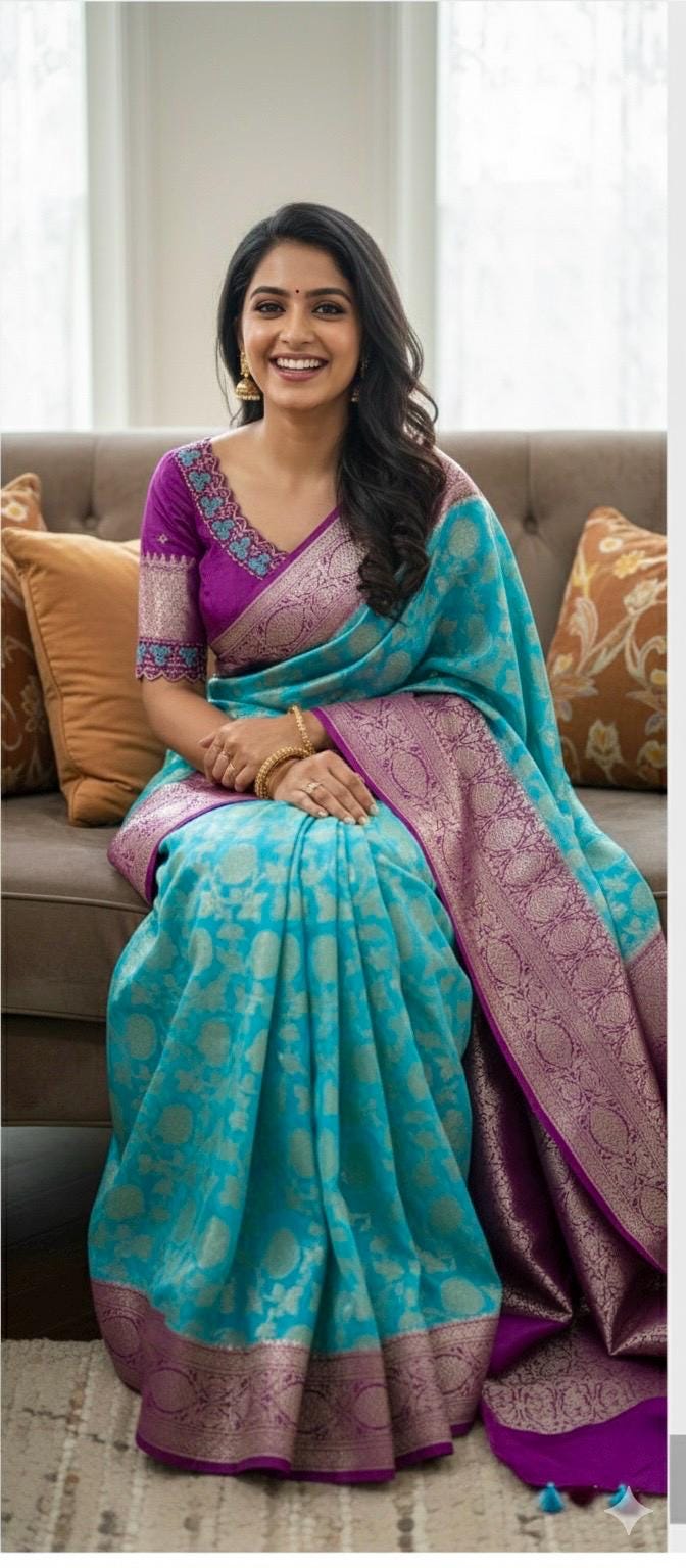 Beautiful banarasi silk saree paired up with beautiful embroidery blouse fits to 32 to 46 in beautiful rare colors all over jaal. Cocktails