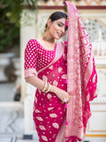 Banarasi handloom khadi georgette silk soft falling saree all over beautiful water zari weaving work any color possible ready to wear blouse