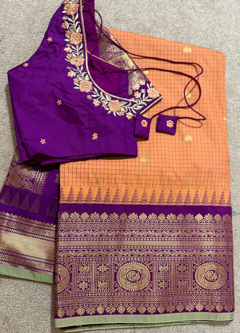 Gadwal Handloom pure silk sarees in rare colors and ready to wear blouse with embroidered blouse fits up to 32 -46 saree is ready fall pico