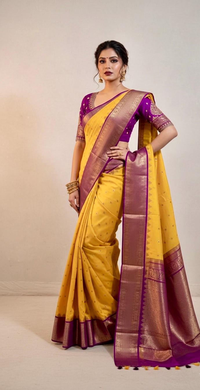 Gadwal Handloom pure silk sarees in rare colors and ready to wear blouse with embroidered blouse fits up to 32 -46 saree is ready fall pico