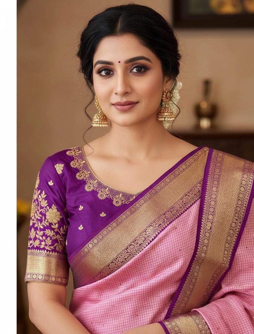 Gadwal Handloom pure silk sarees in rare colors and ready to wear blouse with embroidered blouse fits up to 32 -46 saree is ready fall pico