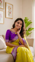 Beautiful banarasi saree paired up with pretty maggam work blouse.