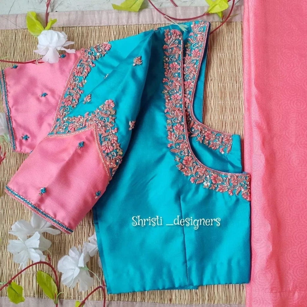 Designer zardosi maggam work  customised  blouses any color possible that fit to 32 to 46 Fabric: cottonsilk