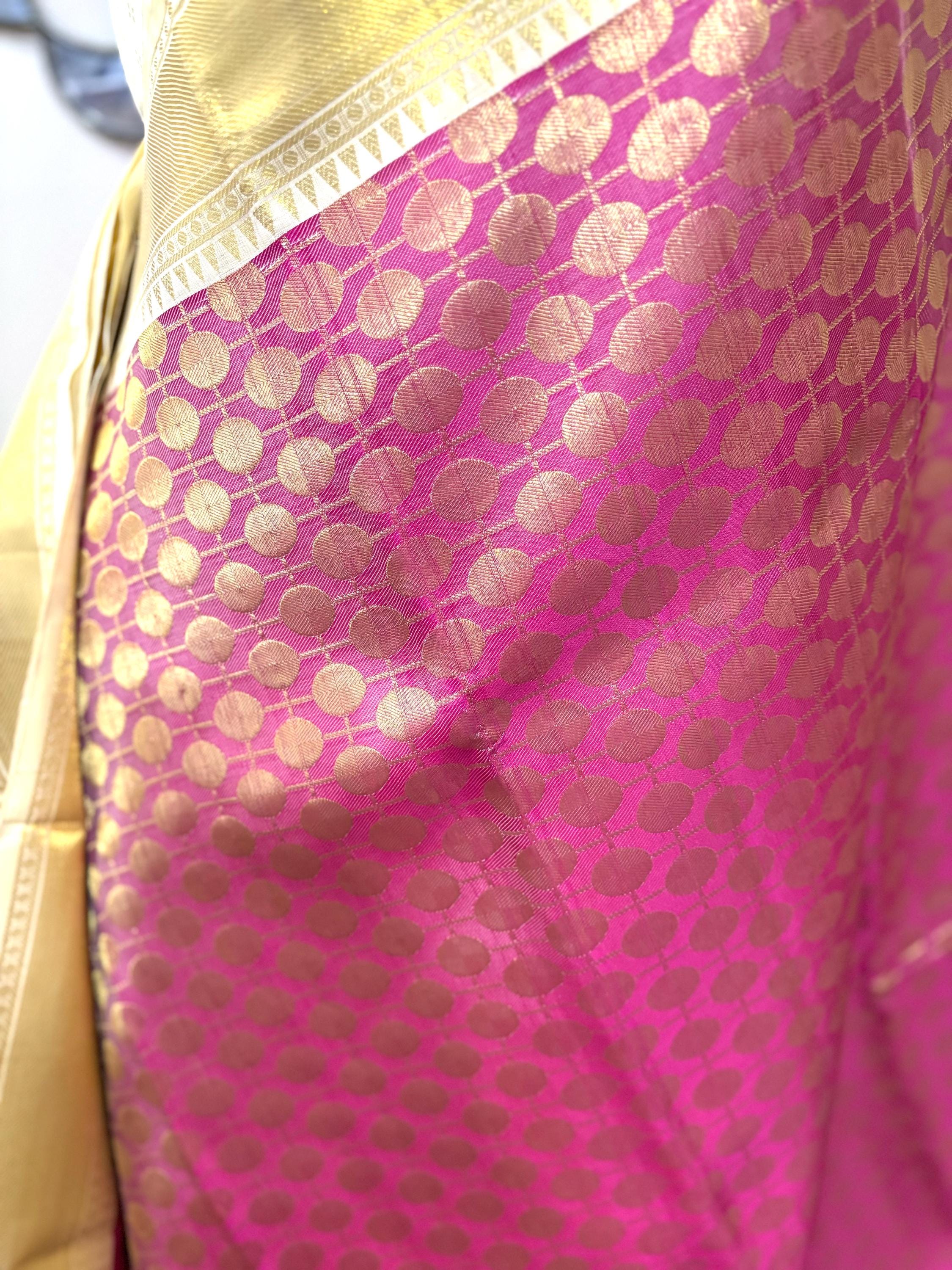 Beautiful pestal pestal shade Bridal  2 gram gold pure handloom  Silk Kanjeevarm/Kanchipattu Saree ready to dispatch silk mark certified