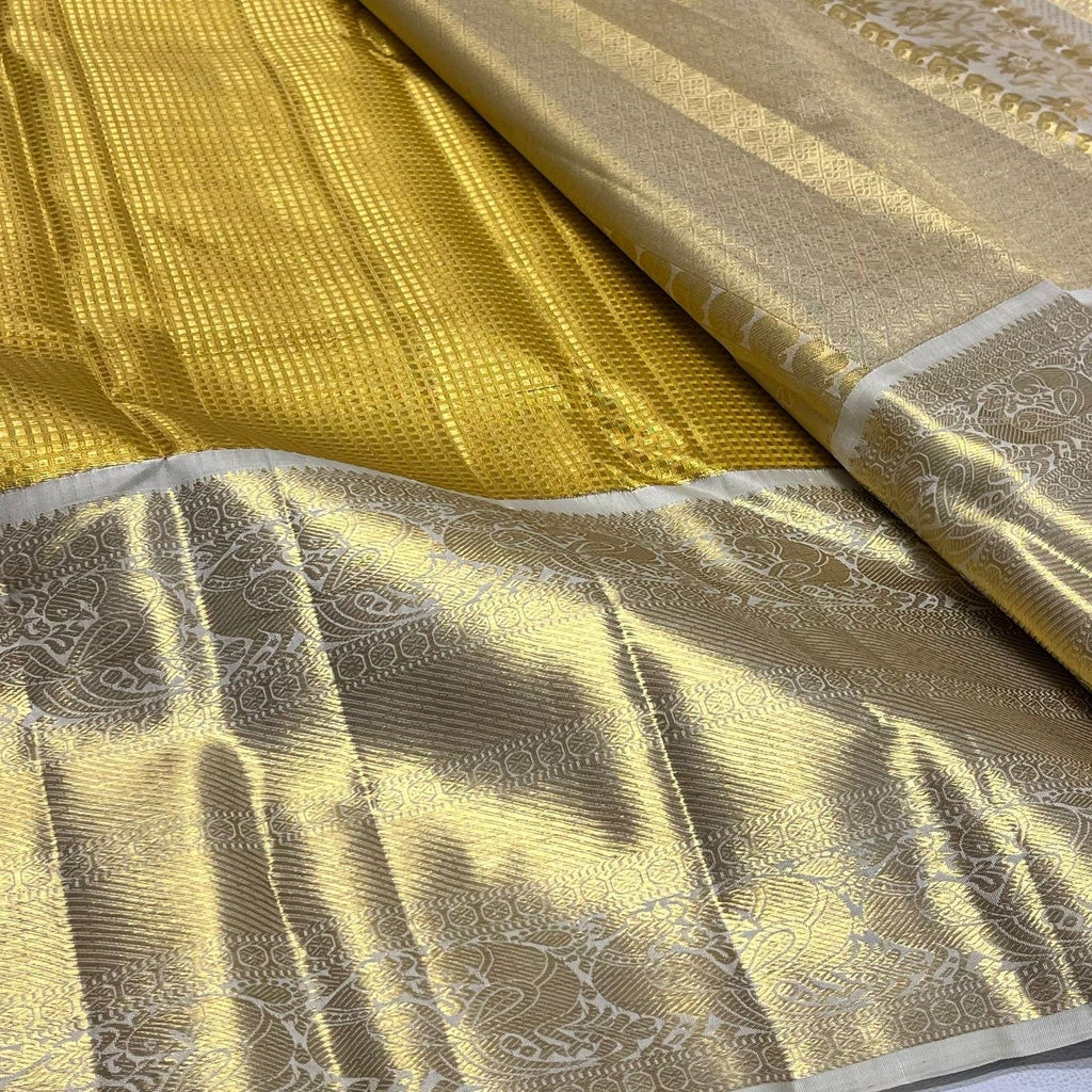 Kanjivaram handloom double warp contrast grandpalluand blouse Double side korvaiborderTissue Bridal2gram silk mark asksellerfor availability