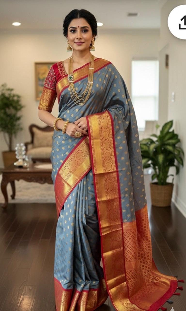 Soft Silk Kanjeevarm/Kanchipattu Sarees; Rose gold and hot pink combination  ready to wear Blouse fits 32-46 rare color combinations