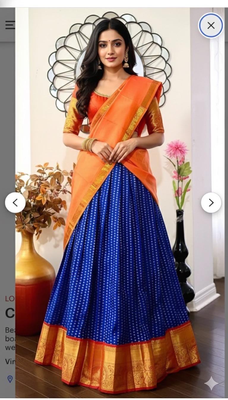 Beautiful colors Kanchi pattu Lihanga with beautiful Kanchi boarder is made of Handloom cloths ready with ready to wear blouse sizes 32 - 48