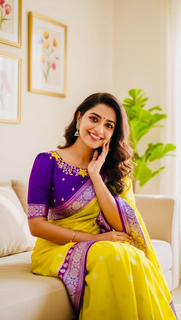 Beautiful banarasi saree paired up with pretty maggam work blouse fits to 32 to 46 awesome colors