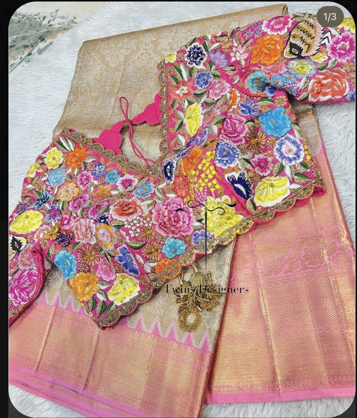 Lihanga and saree Stone studded Gold Work thread n zardosi net hands  work Blouse ready to wear