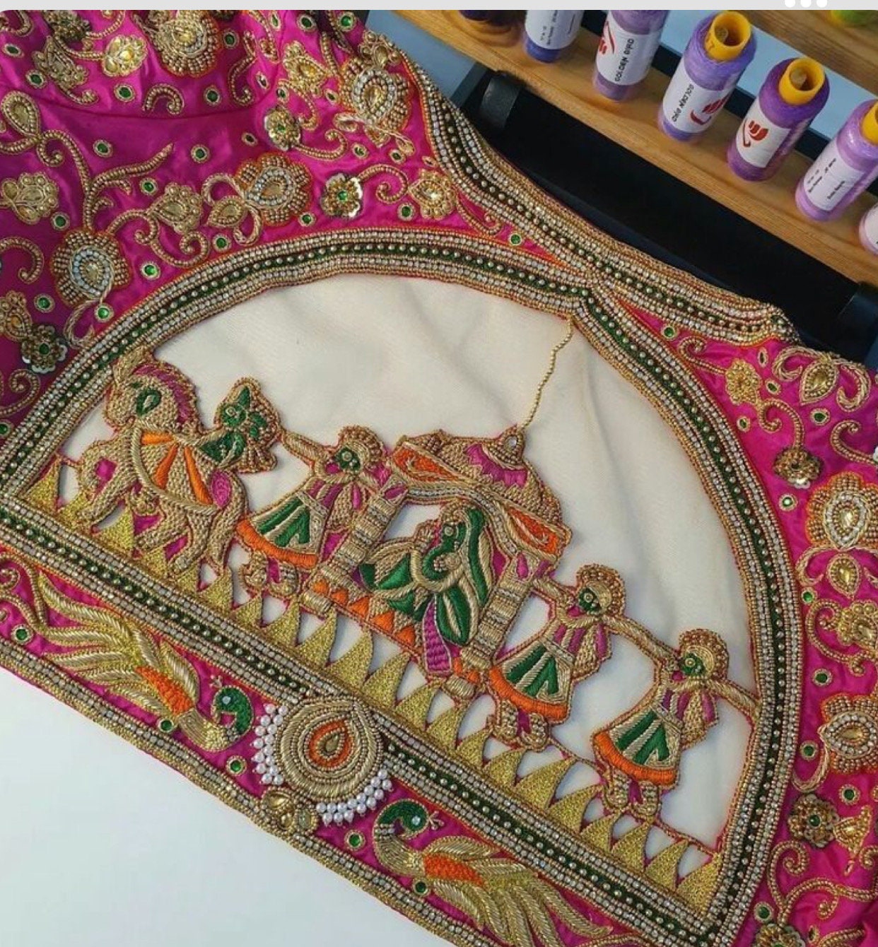 Gold Jardosi work Blouse ready to wear