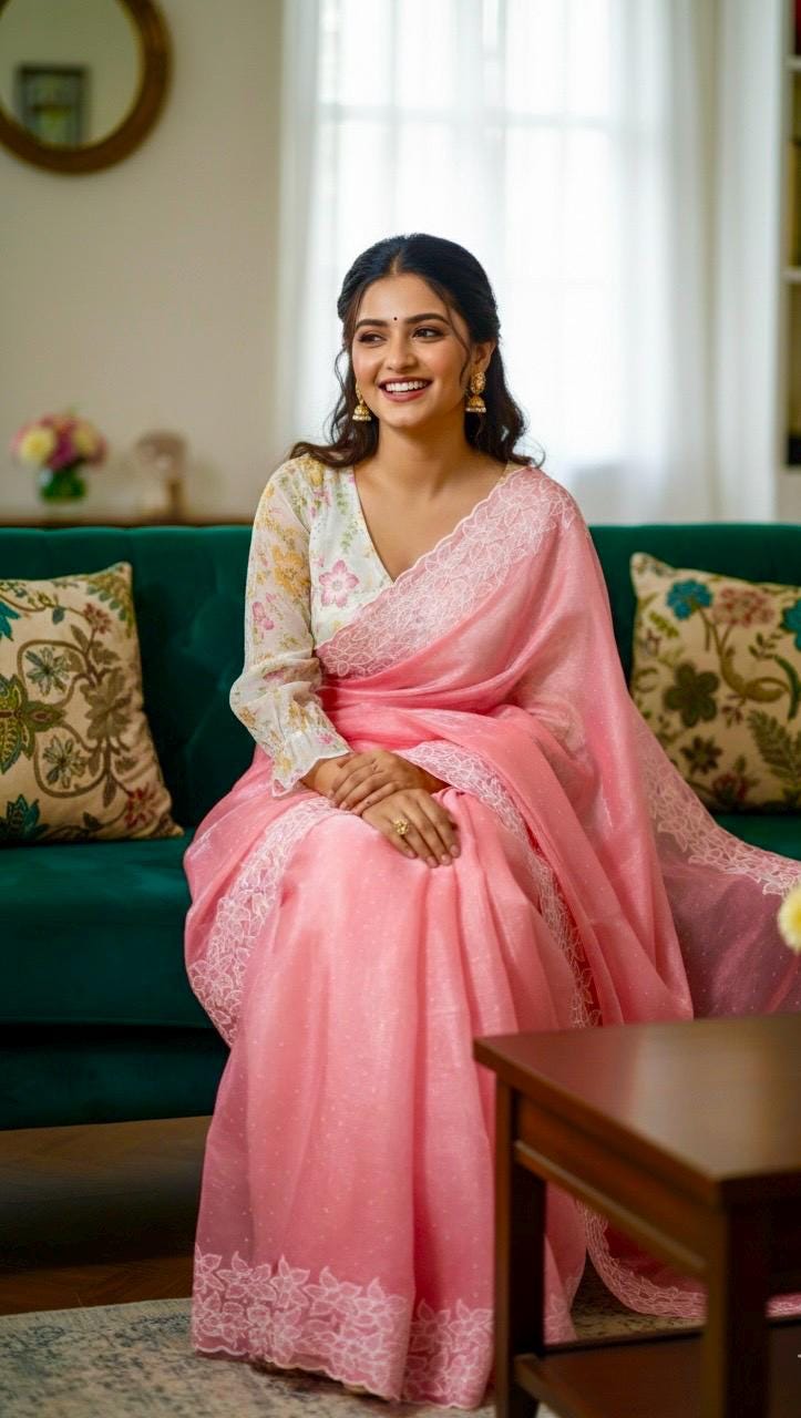 Beautiful shimmer georgett handloom georgette silk saree all over beautiful pearl and thread  weaving and beautiful boarder ready blouse
