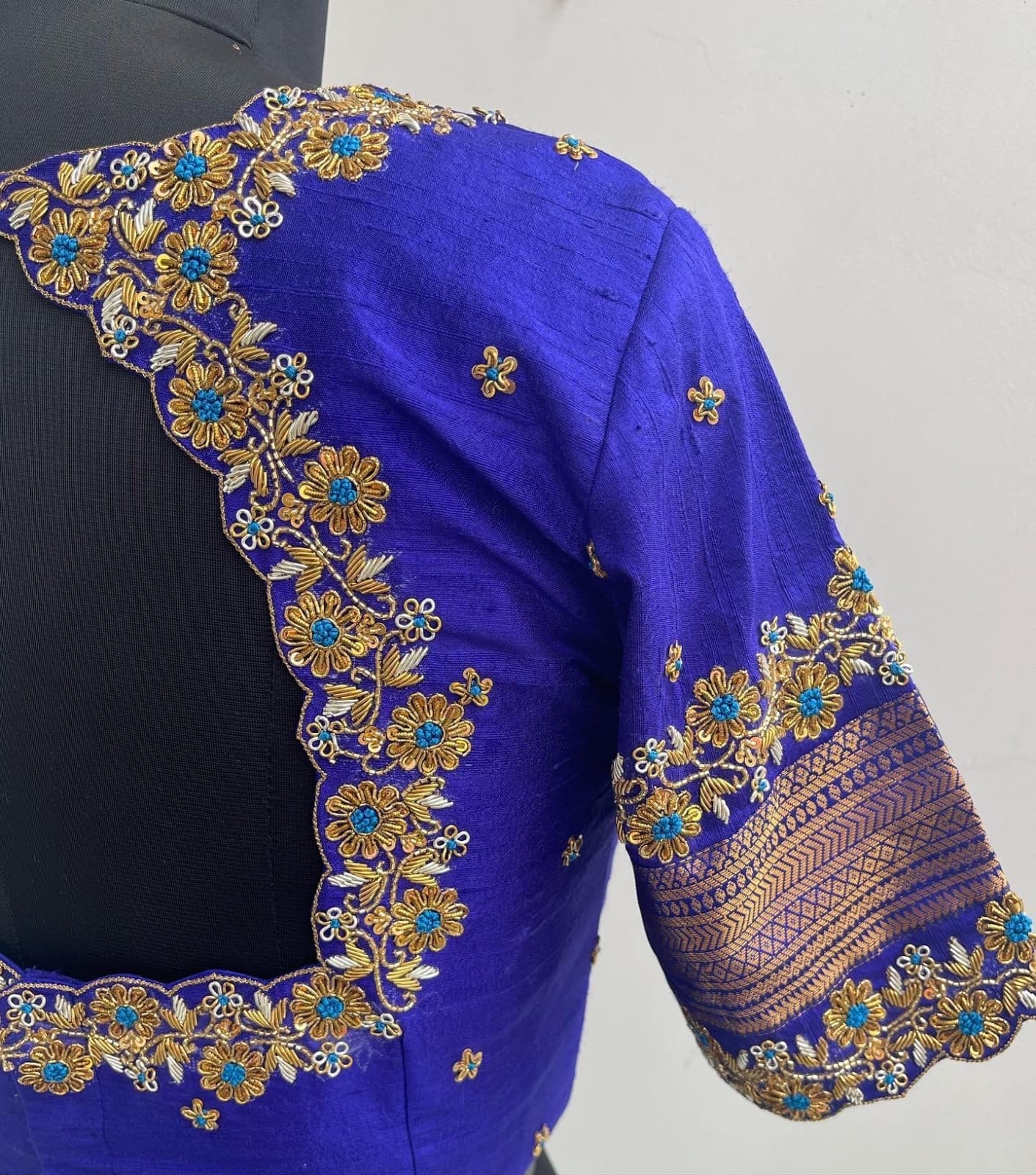 Stone studded Gold Work kardana n zardosi net hands  work Blouse ready to wear