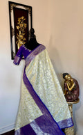 Beautiful banarasi silk saree paired up with beautiful embroidery blouse fits to 32 to 46 in beautiful rare colors all over jaal. Cocktails