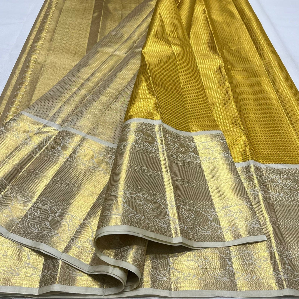 Kanjivaram handloom double warp contrast grandpalluand blouse Double side korvaiborderTissue Bridal2gram silk mark asksellerfor availability