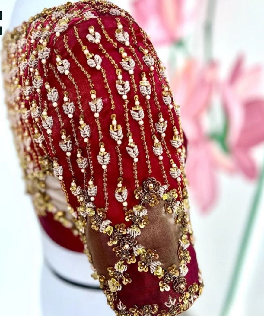 Stone studded Gold Work kardana n zardosi net hands  work Blouse ready to wear