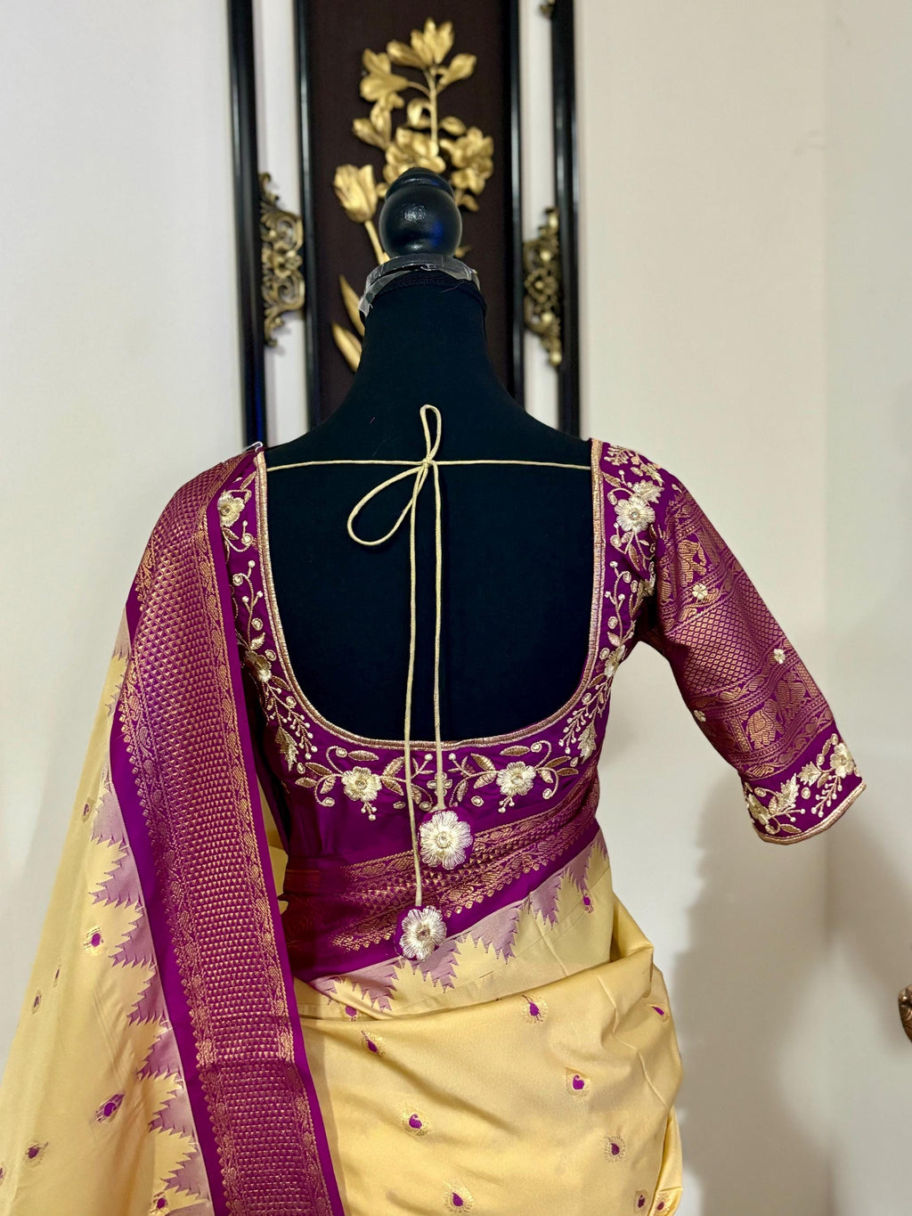 Gadwal Handloom pure silk sarees in rare colors and ready to wear blouse with embroidered blouse fits up to 32 -46 saree is ready fall pico