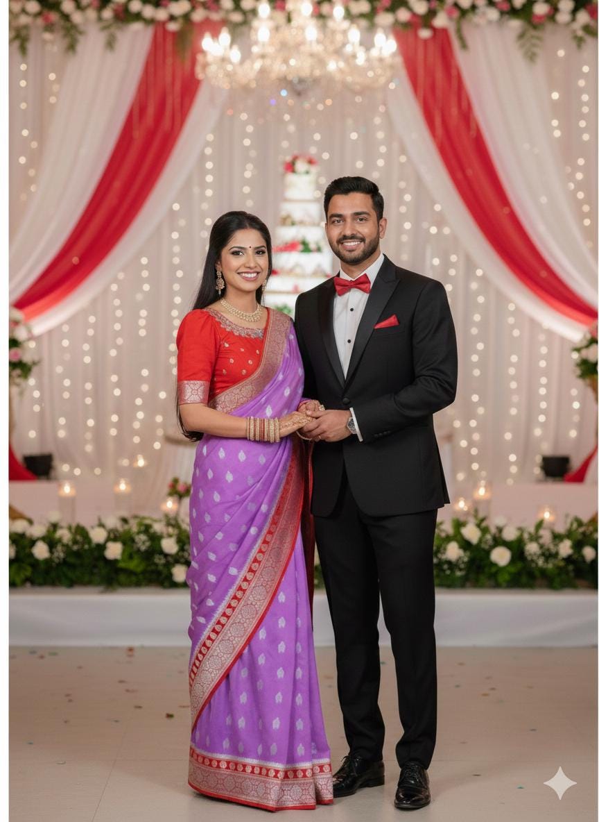 Beautiful banarasi kattan saree paired up with pretty maggam work blouse.