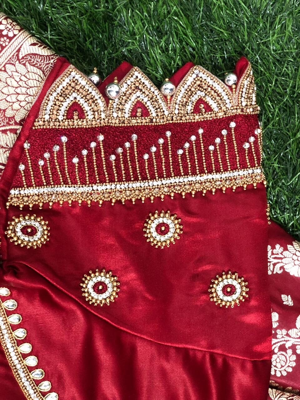 Gold Jardosi work Blouse with white stones ..ready to wear