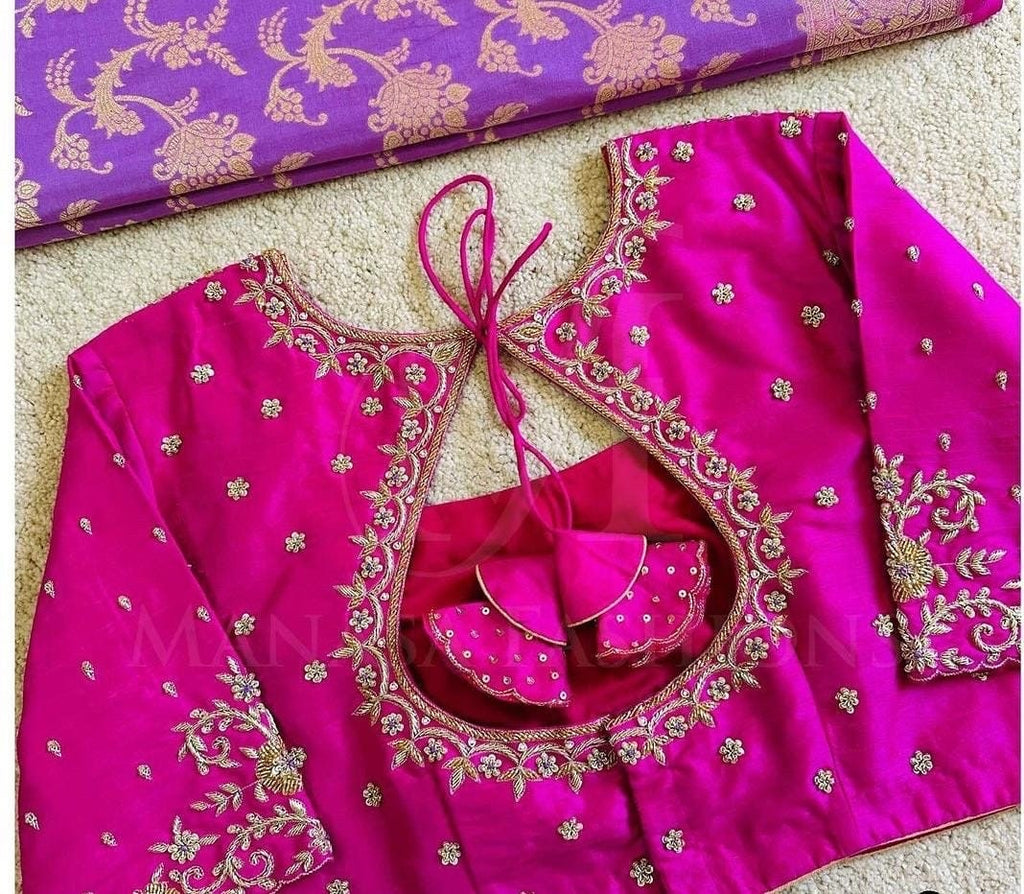 Stone studded Gold Work kardana n zardosi net hands  work Blouse ready to wear