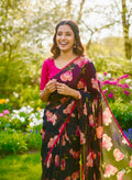 Beautiful Designer floral soft Organza Saree with beautiful lace ready to wear designer blouse fits to 32 to 46