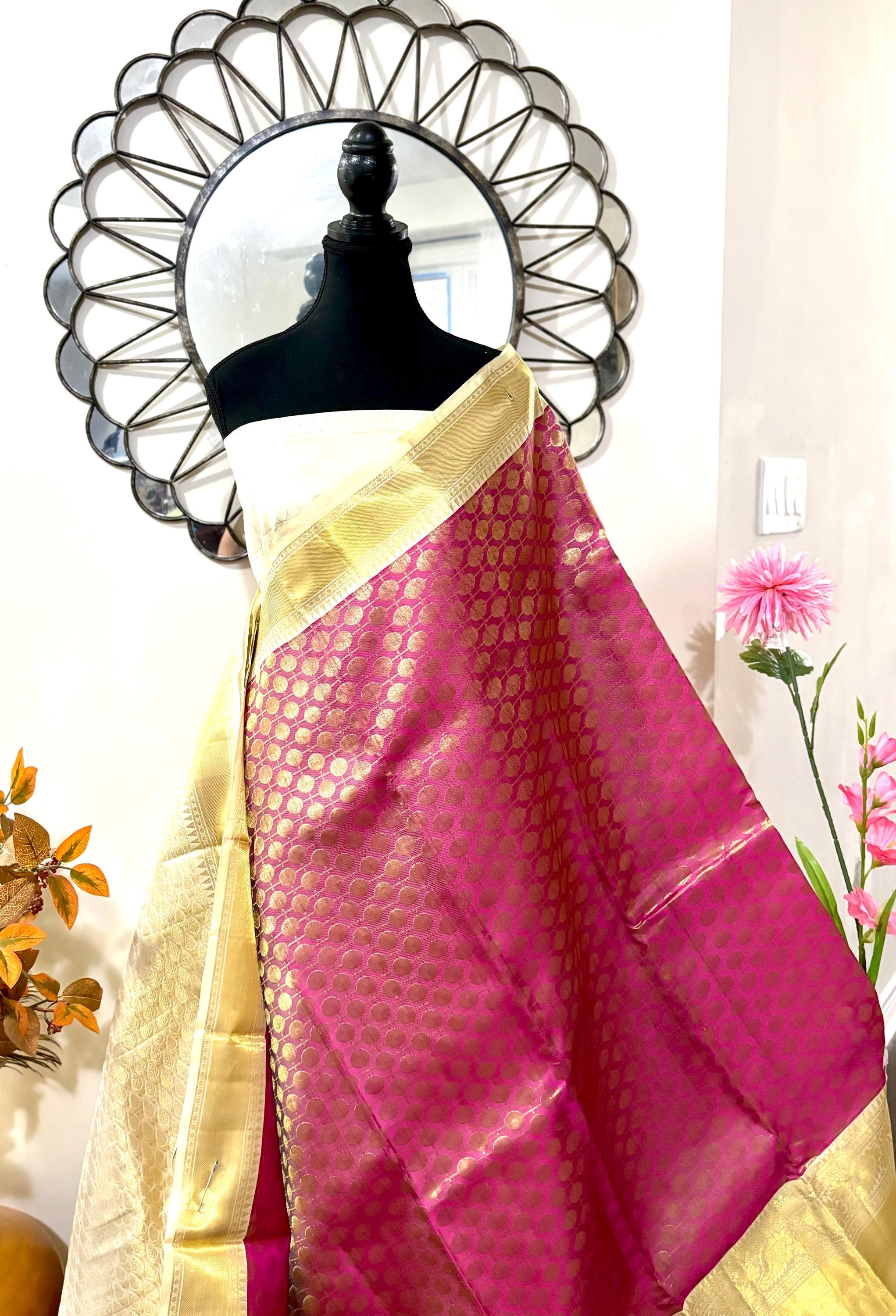Beautiful pestal pestal shade Bridal  2 gram gold pure handloom  Silk Kanjeevarm/Kanchipattu Saree ready to dispatch silk mark certified